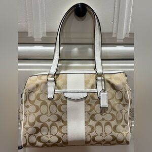 Coach Signature Stripe Nancy Satchel Handbag